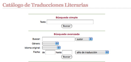 Catálogo de Traducciones Literarias accesible en la Red
